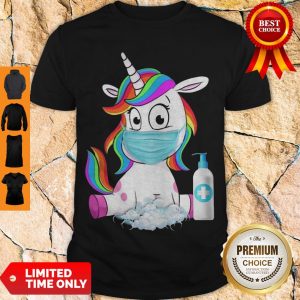 Cute Unicorn In Quarantine Mask Washing Hands Shirt