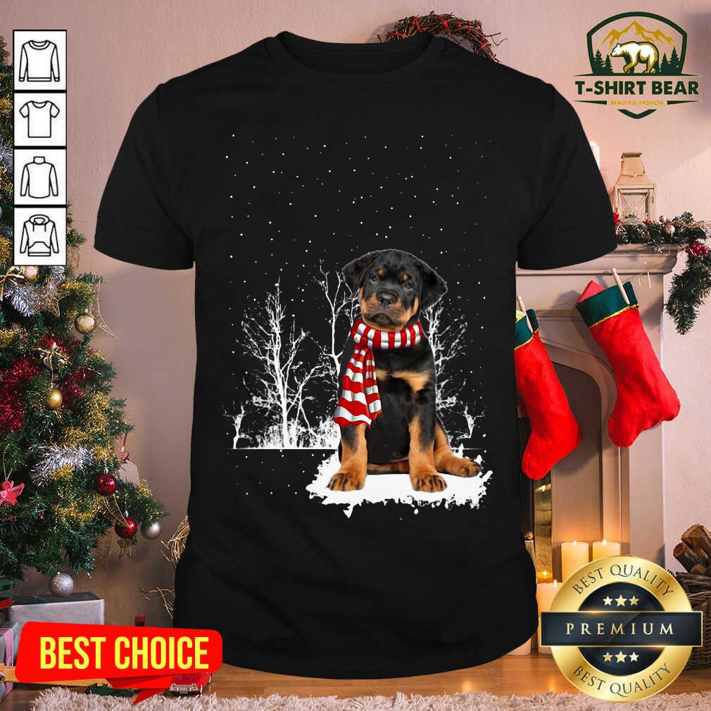 Pretty Rottweiler Snow Scarf Christmas Shirt