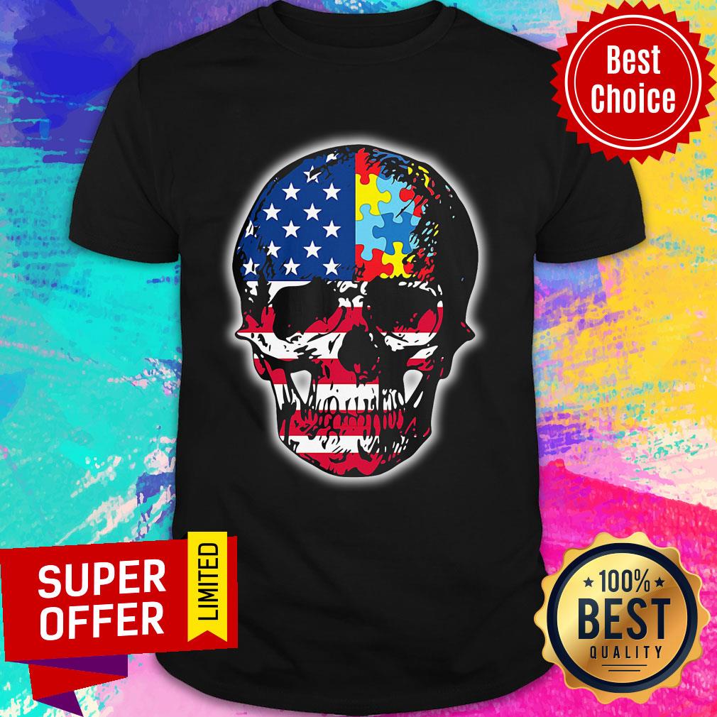 Skull America Flag Puzzle Shirt