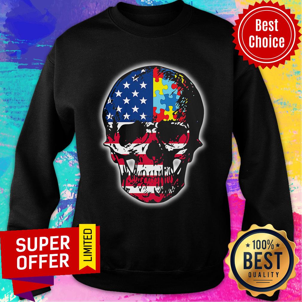 Skull America Flag Puzzle Shirt