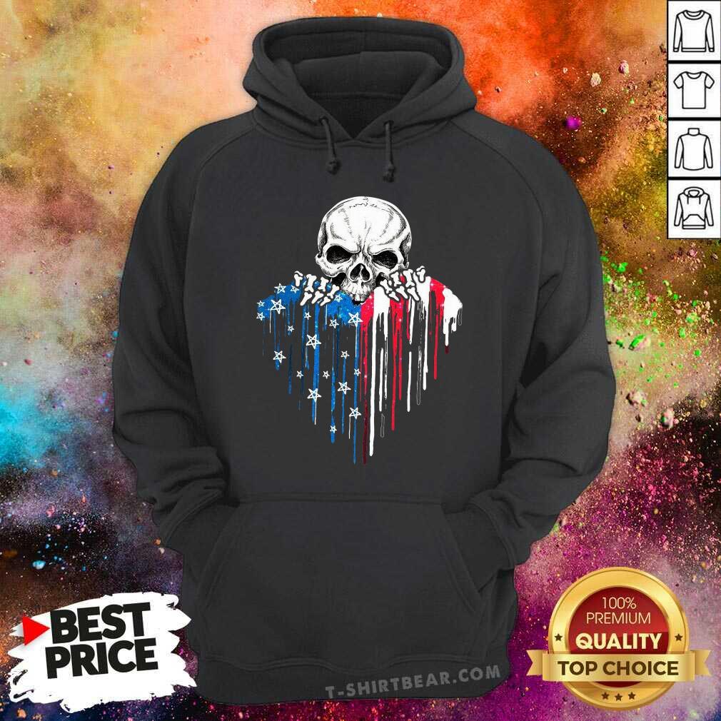 Skull Hug Watercolor Heart American Flag Shirt