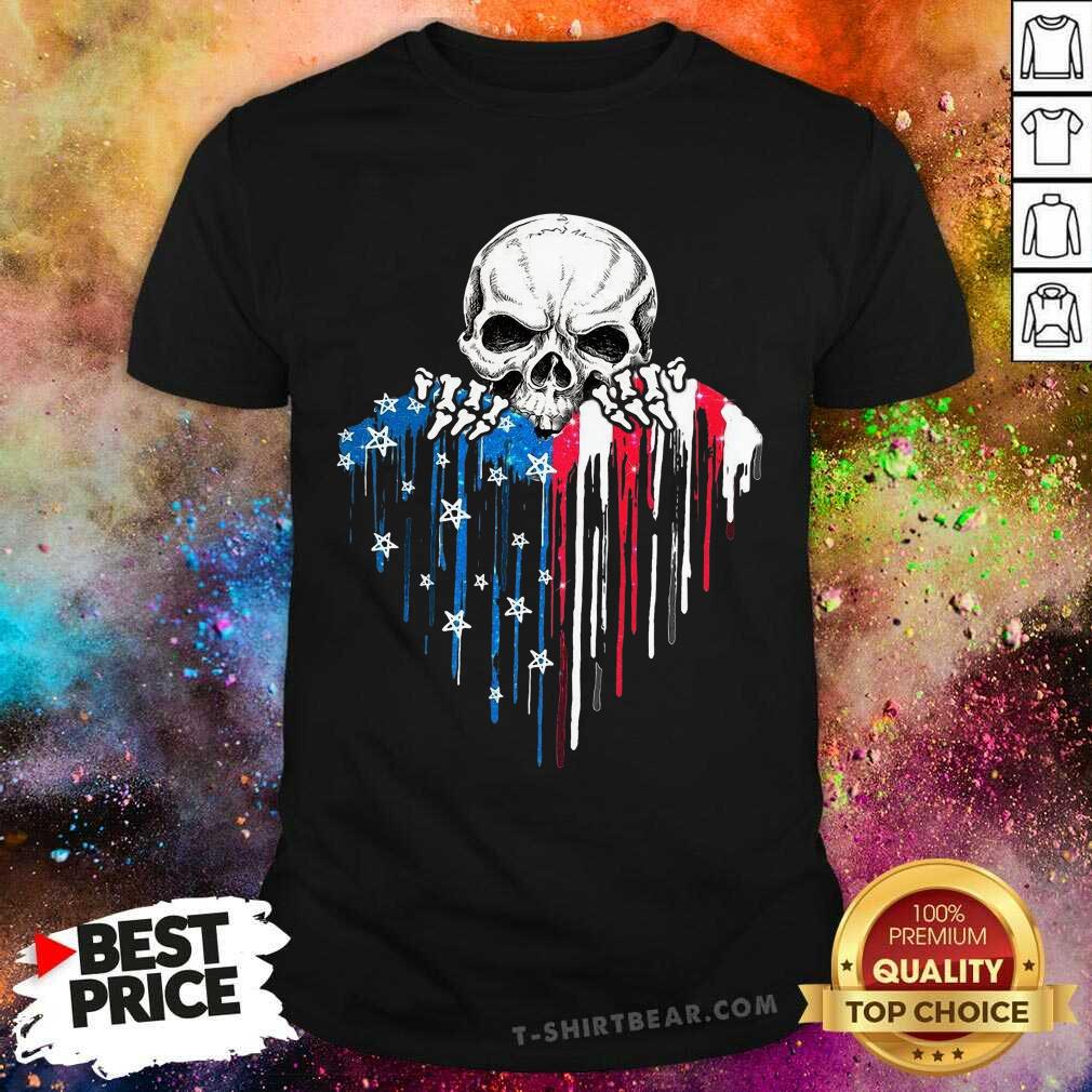 Skull Hug Watercolor Heart American Flag Shirt