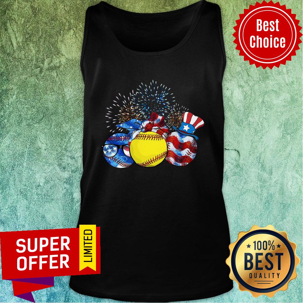 Softball American Flag Independence Day Shirt