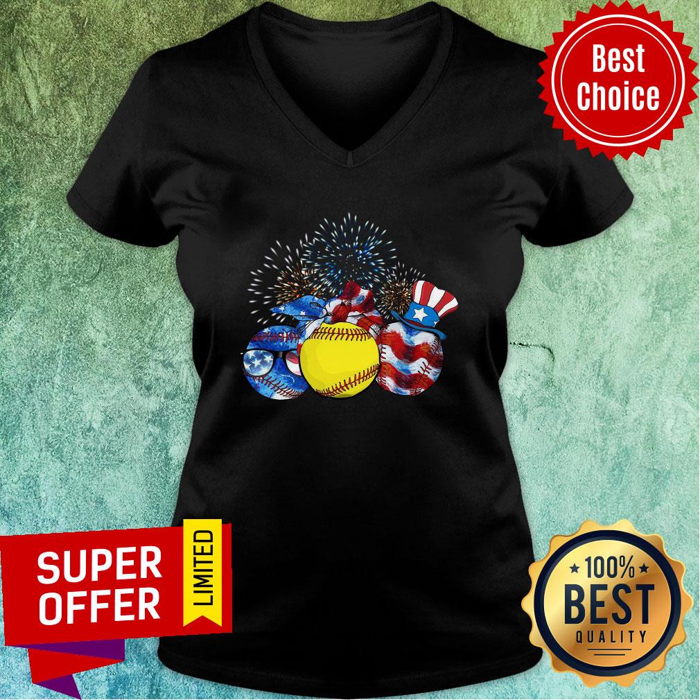 Softball American Flag Independence Day Shirt
