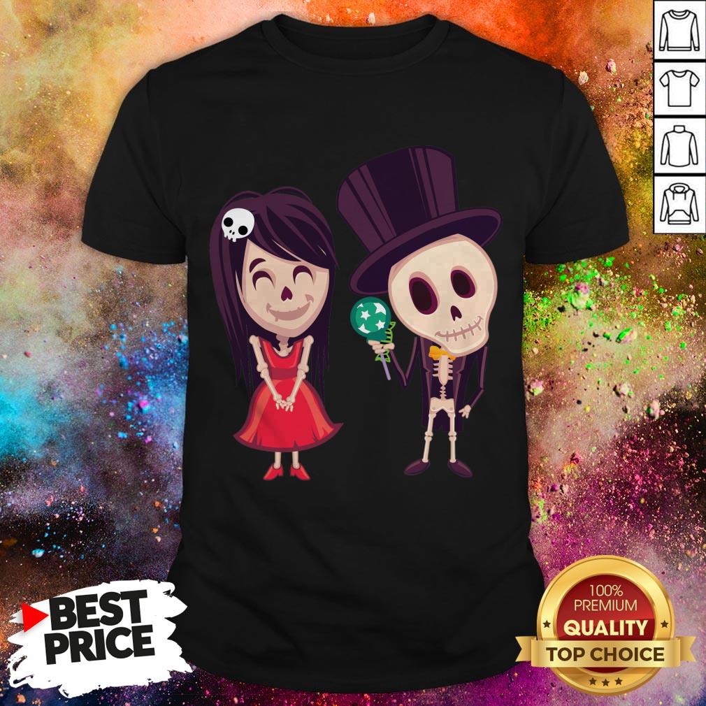 Spooky Halloween Day Of The Dead Skeleton Couple Shirt
