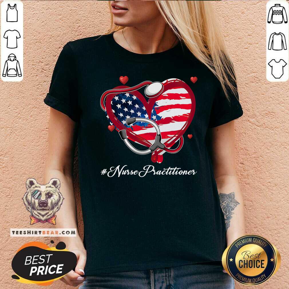Stethoscope American Flag Heart Nurse Practitioner Shirt