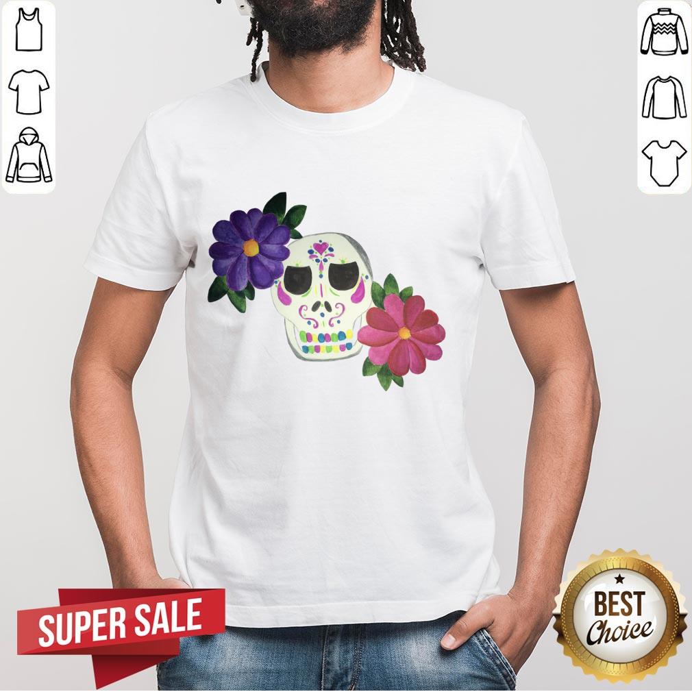 Sugar Skull With Flower Day Of The Dead Shirt
