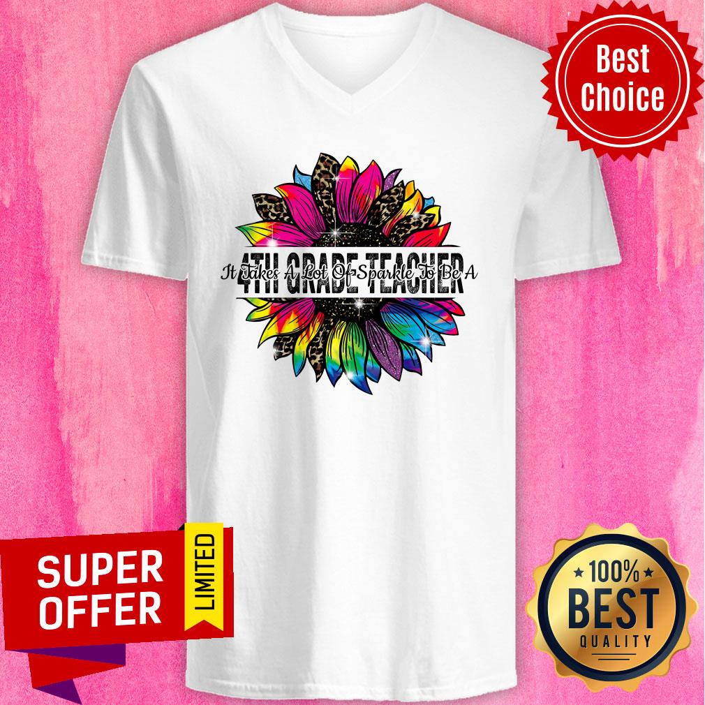 Sunflower Leopard It Take A Lot Of Sparkle To Be A 4th Grade Teacher Shirt