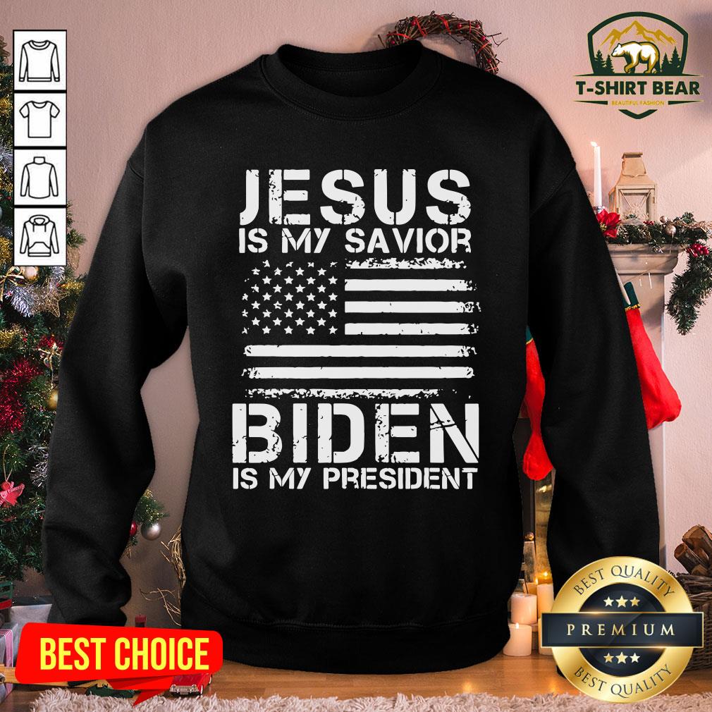 Top Jesus Is My Savior Biden Is My President American Flag Shirt