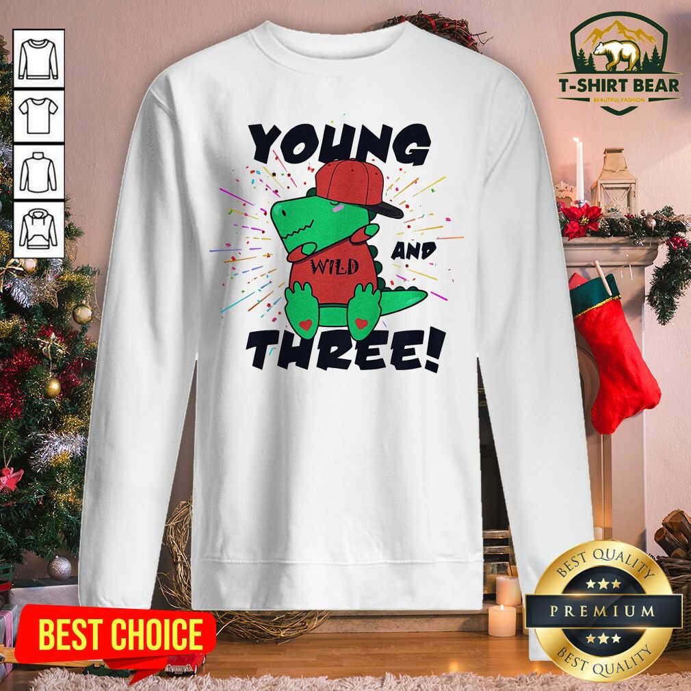 Lovely Young Wild And Three Dabbing Dinosaur Trex Birthday Shirt