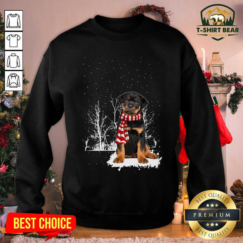 Pretty Rottweiler Snow Scarf Christmas Shirt