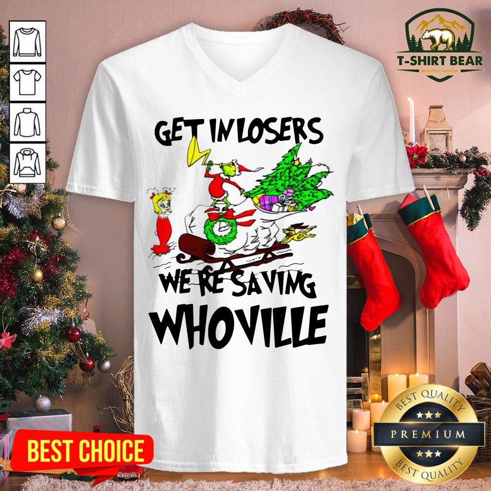 Colorful Grinch Get In Losers We're Saving Whoville Christmas Shirt
