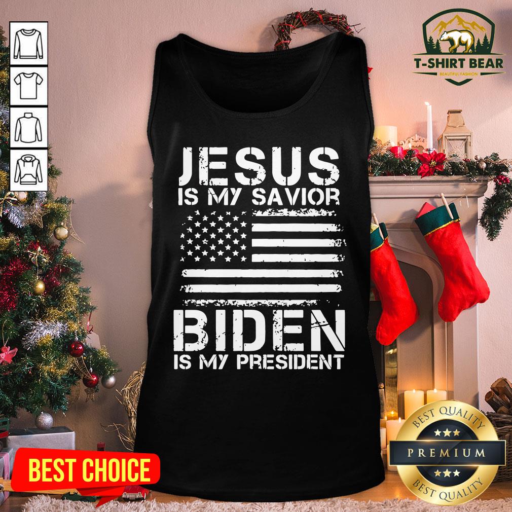 Top Jesus Is My Savior Biden Is My President American Flag Shirt