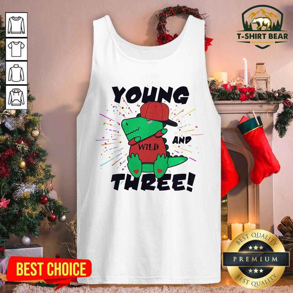 Lovely Young Wild And Three Dabbing Dinosaur Trex Birthday Shirt