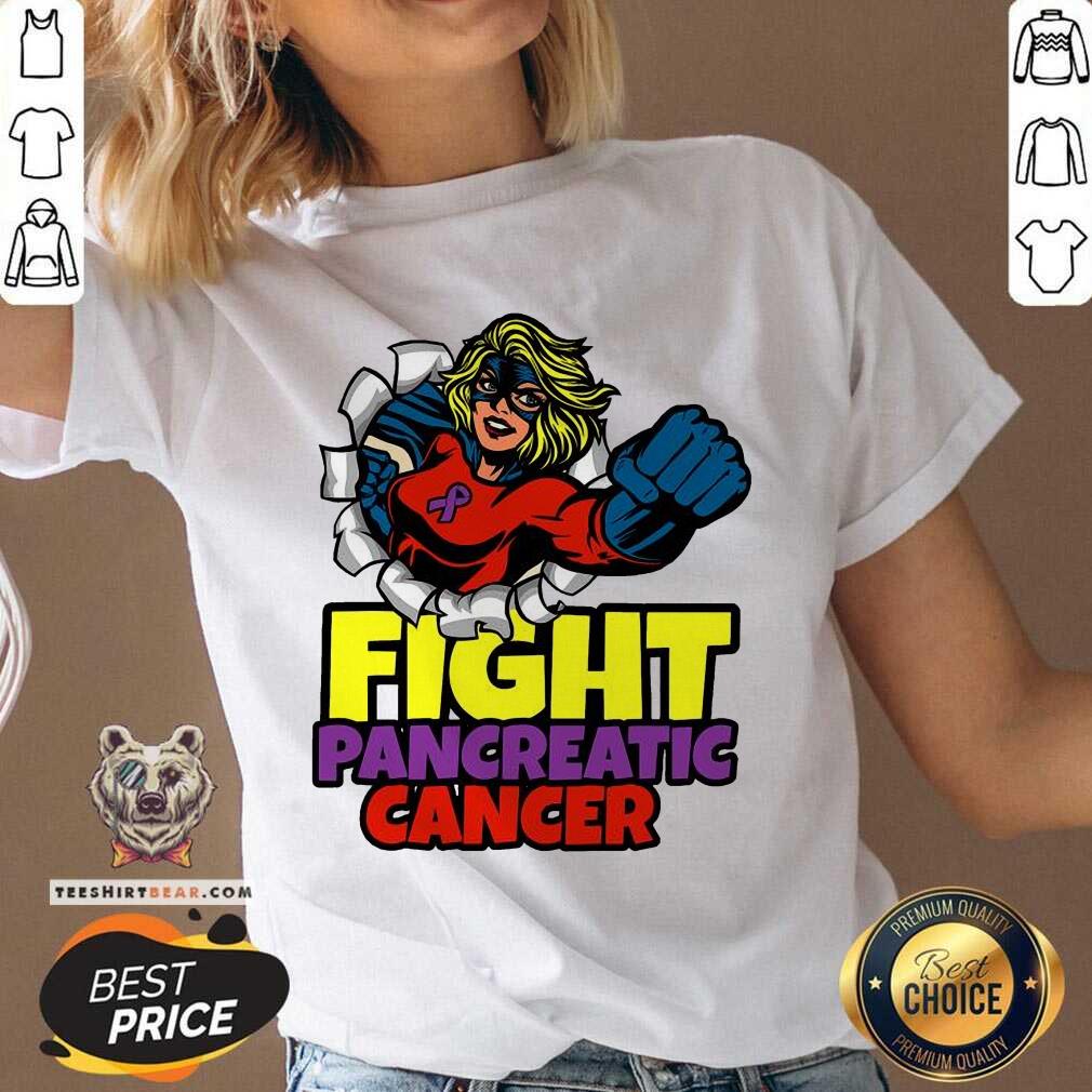 Top Fight Pancreatic Cancer Purple Ribbon Women Girls Shirt