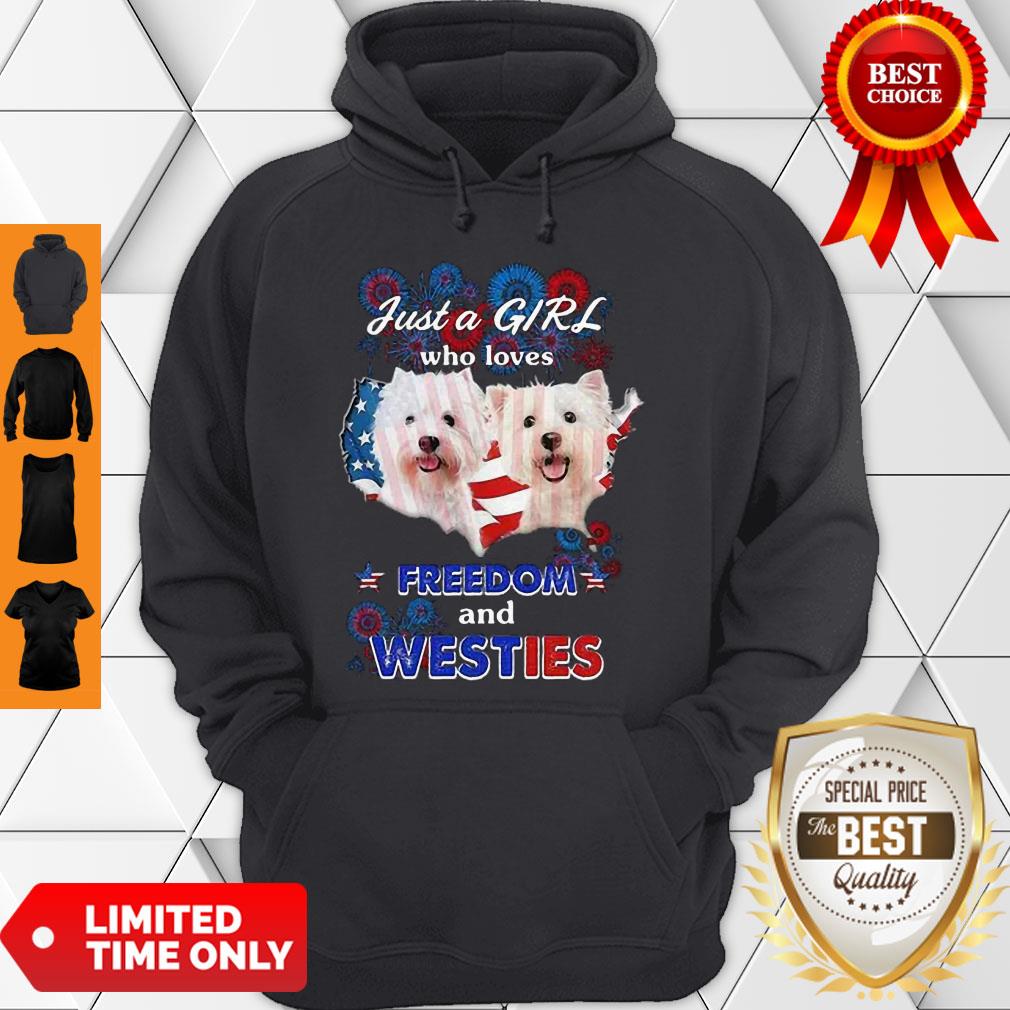 Top Just A Girl Who Loves Freedom And Westies American Flag Shirt