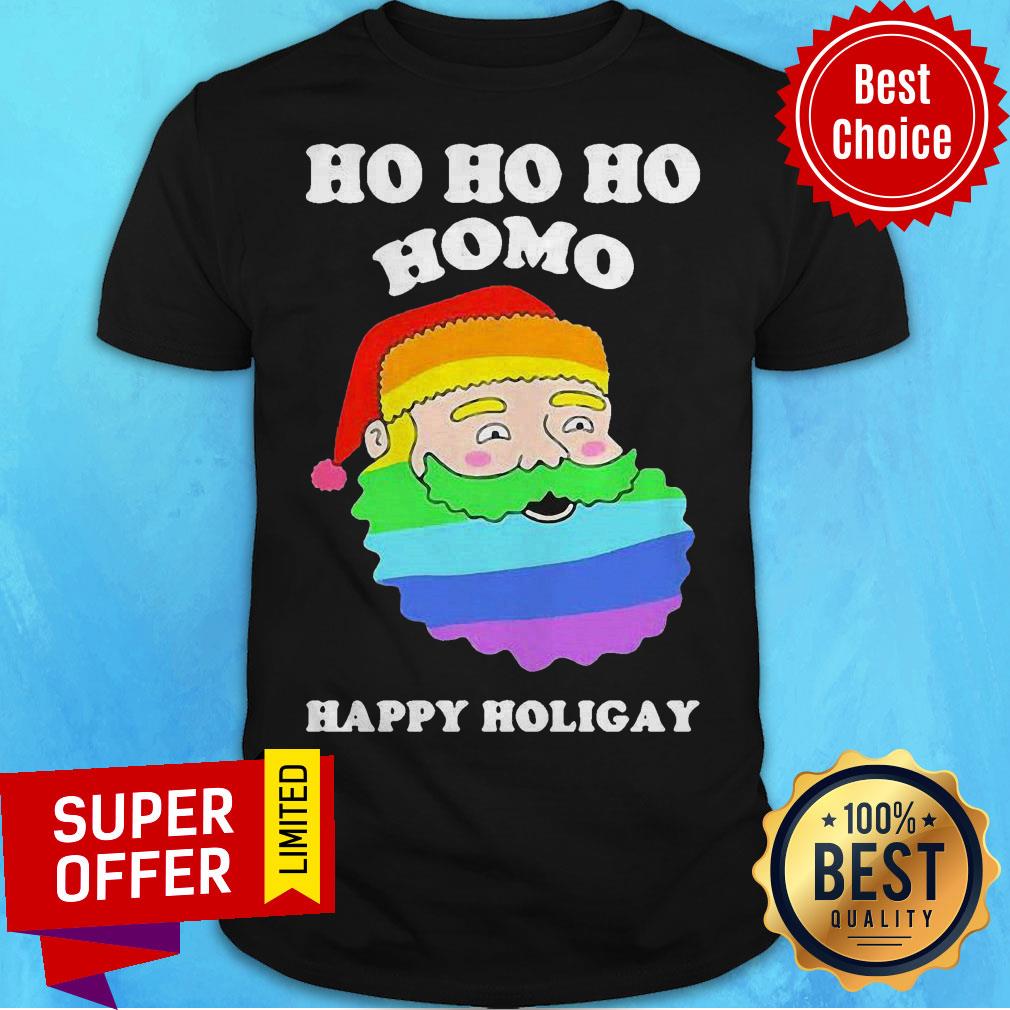 Top LGBT Santa Ho Ho Ho Homo Happy Holigay Shirt