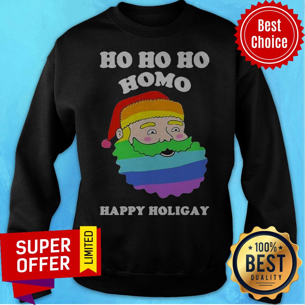 Top LGBT Santa Ho Ho Ho Homo Happy Holigay Shirt