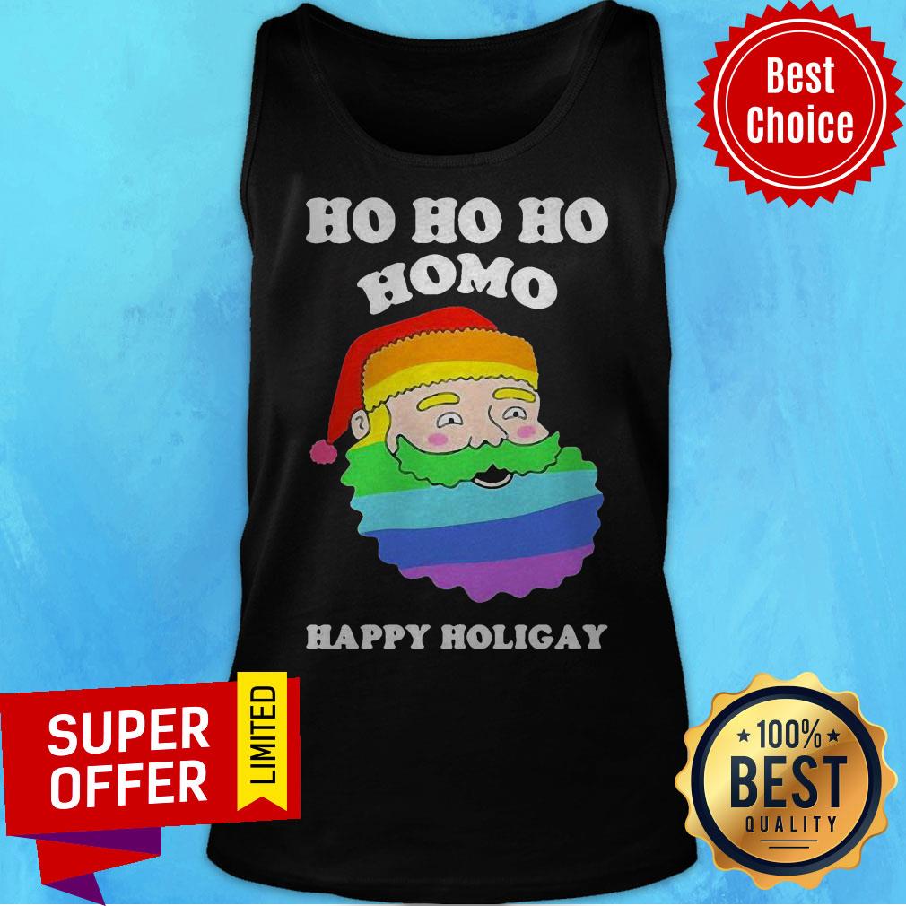 Top LGBT Santa Ho Ho Ho Homo Happy Holigay Shirt