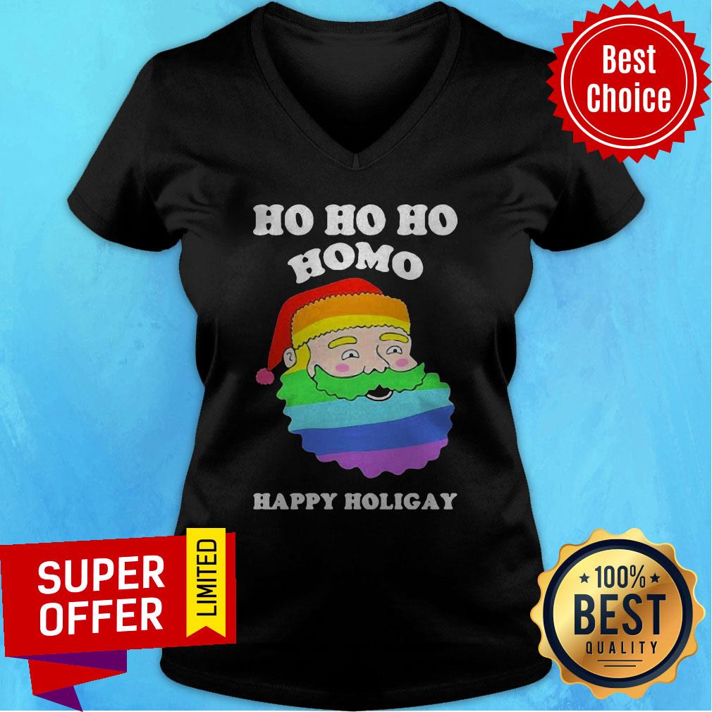 Top LGBT Santa Ho Ho Ho Homo Happy Holigay Shirt