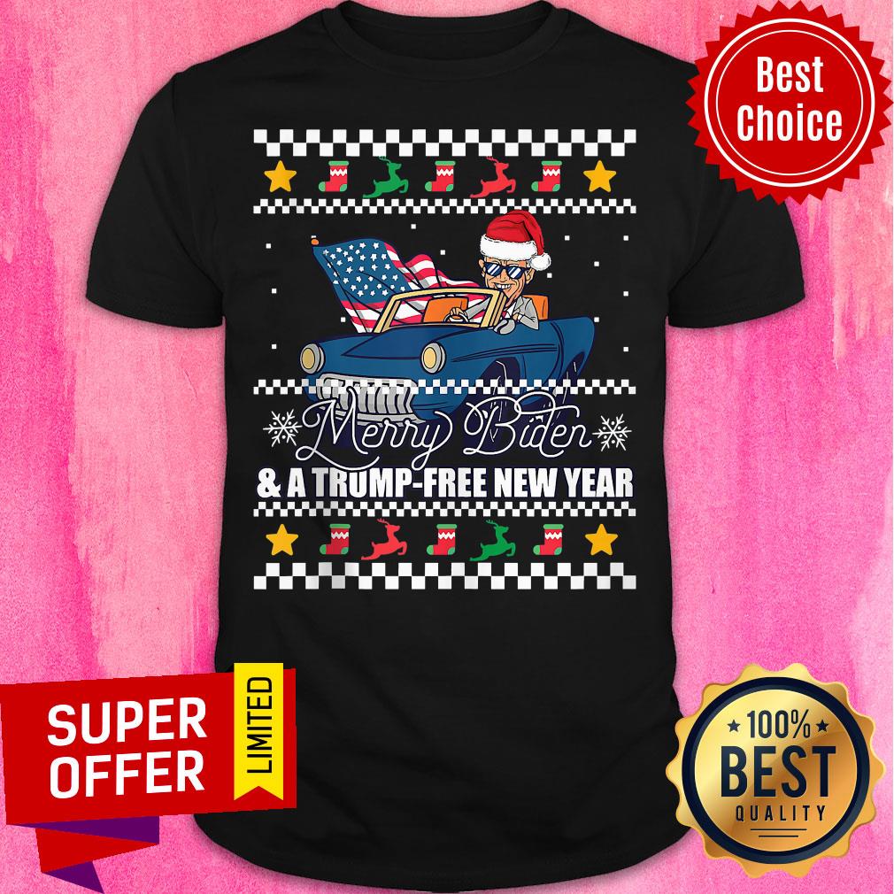 Top Merry Biden And A Trump Free New Year Ugly Christmas Shirt