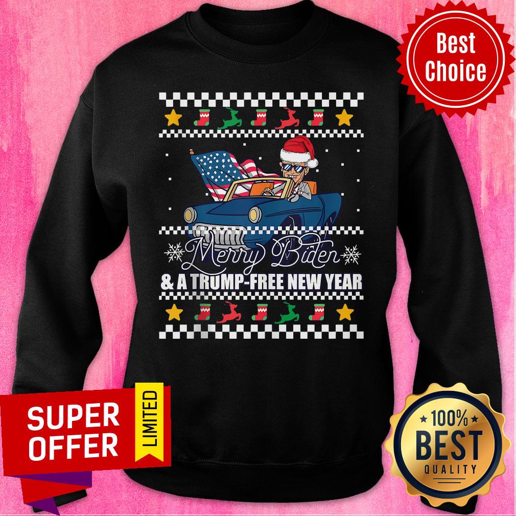 Top Merry Biden And A Trump Free New Year Ugly Christmas Shirt