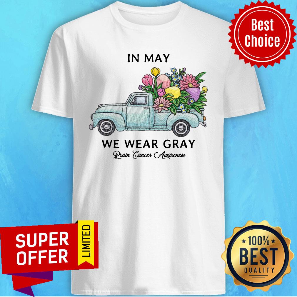 Top Sunflower In May We Wear Gray Brain Cancer Awareness Shirt
