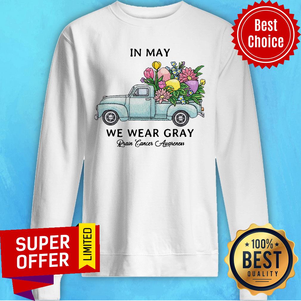Top Sunflower In May We Wear Gray Brain Cancer Awareness Shirt