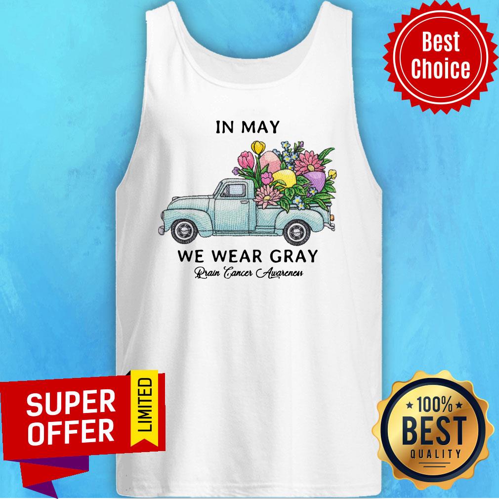 Top Sunflower In May We Wear Gray Brain Cancer Awareness Shirt