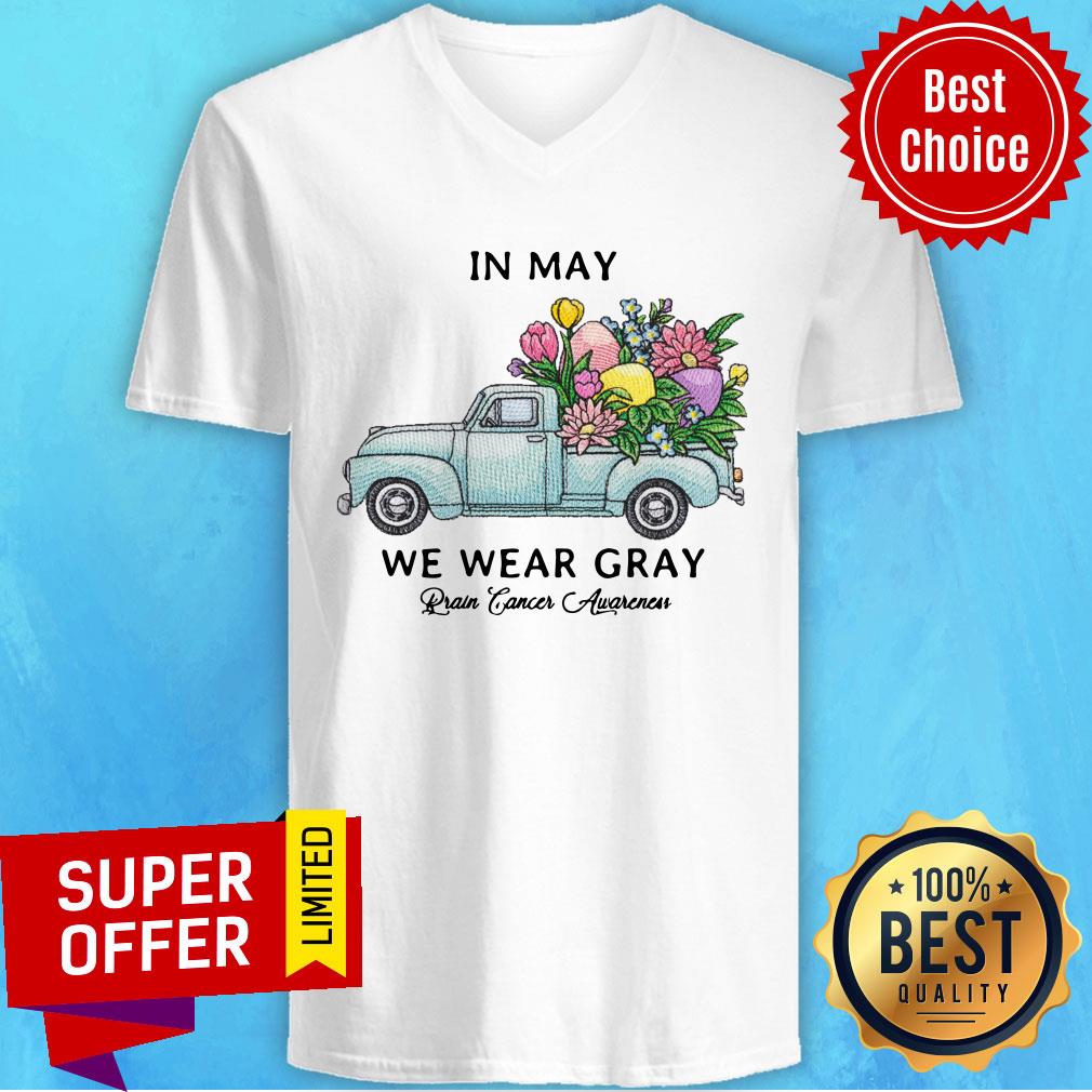 Top Sunflower In May We Wear Gray Brain Cancer Awareness Shirt