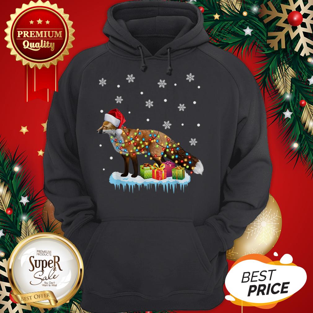 Top X-Mas Fox Christmas Lights Funny Wild Animal Design Gift Shirt