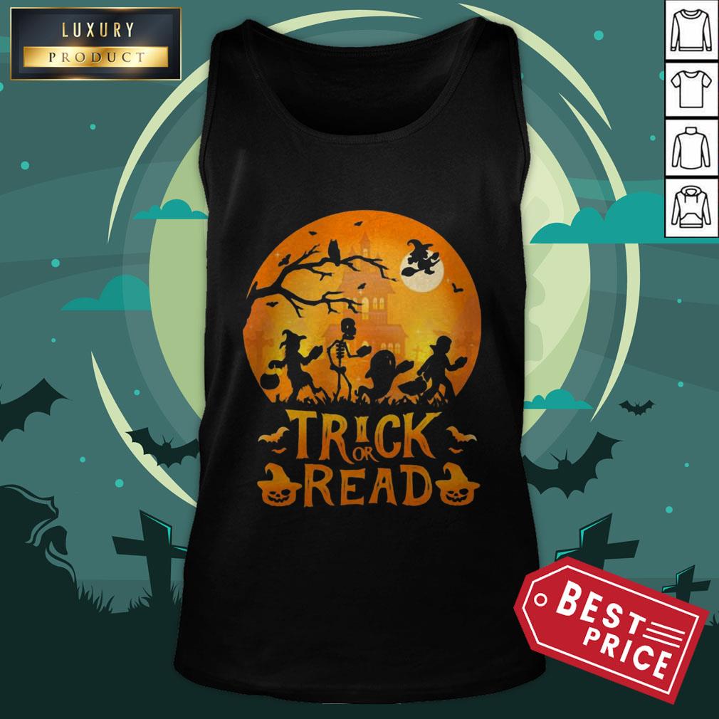 Trick Or Read Witch And Ghost Halloween Shirt