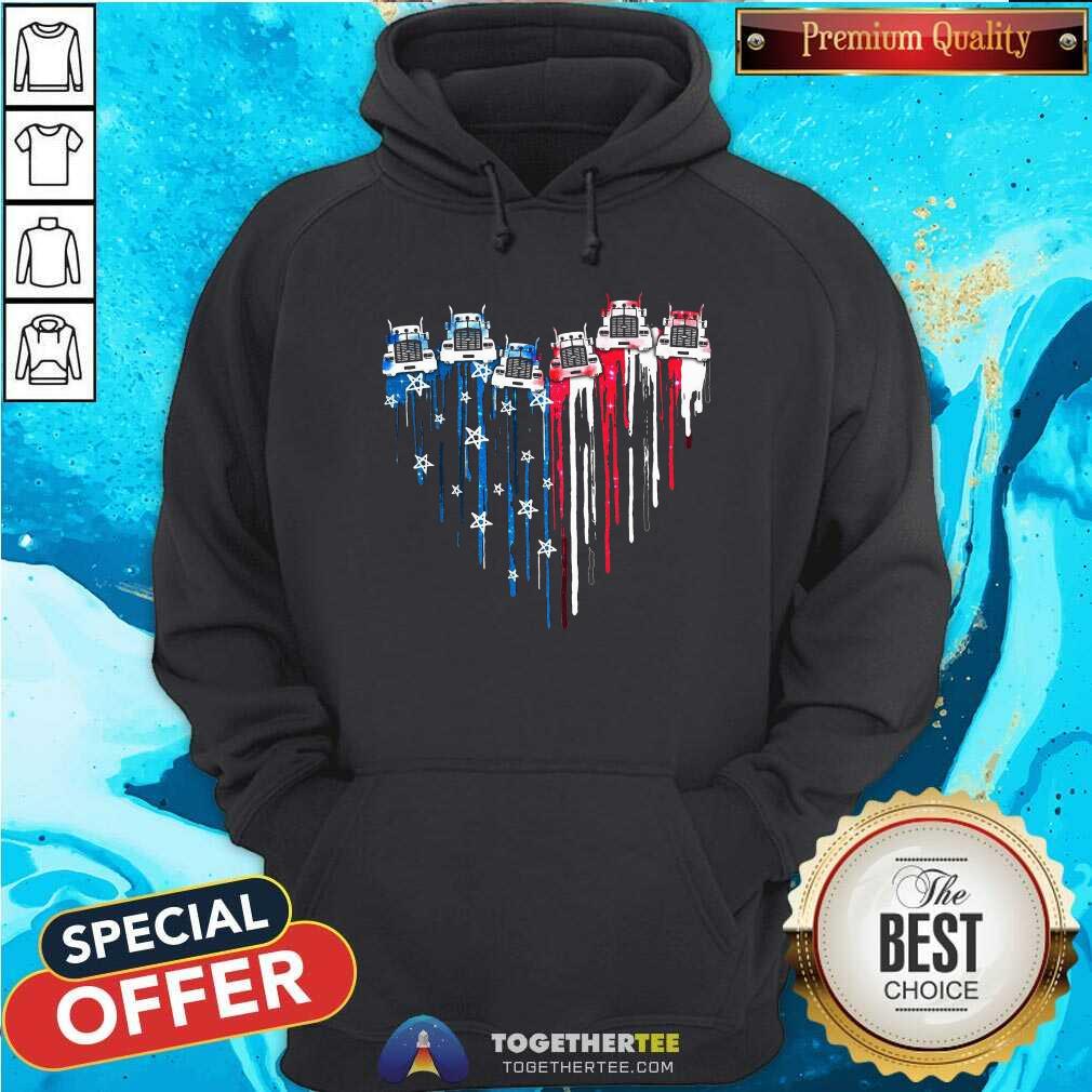 Truck Watercolor American Flag Heart Shirt