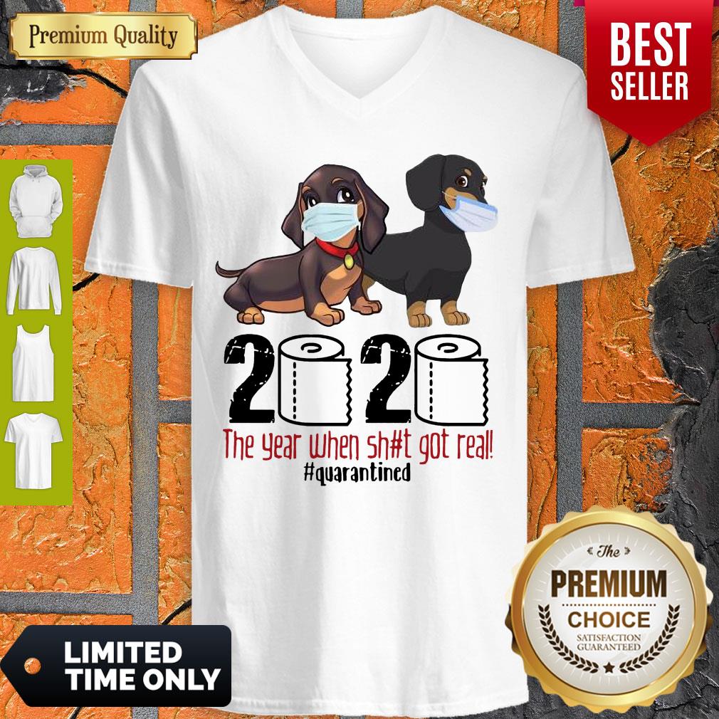 Hot Dachshund Face Mask 2020 The Year When Shit Got Real Quarantined Shirt
