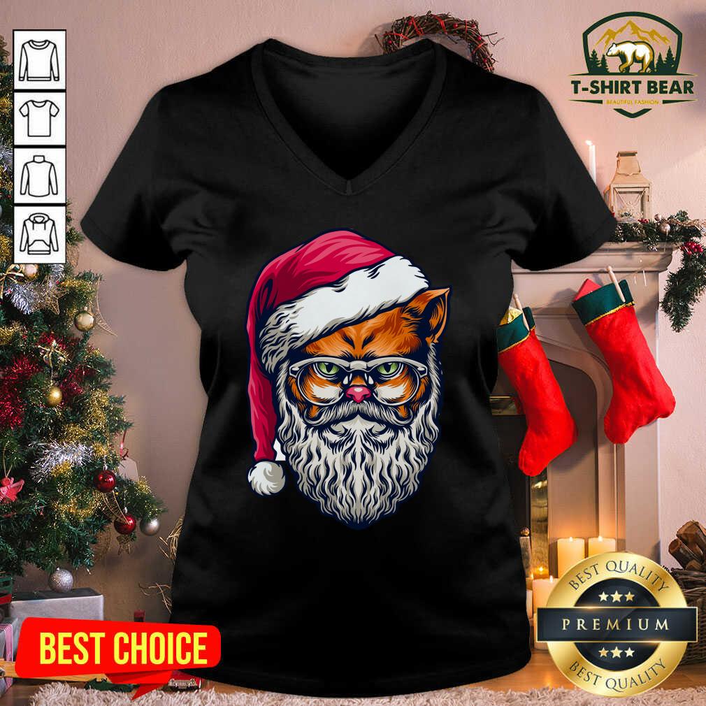 Funny Xmas Wildcat Santa Claus Christmas Shirt