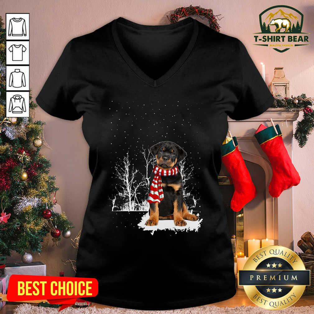 Pretty Rottweiler Snow Scarf Christmas Shirt