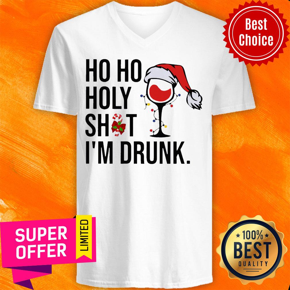 Wine Glass Ho Ho Holy Shit I’m Drunk Christmas Shirt