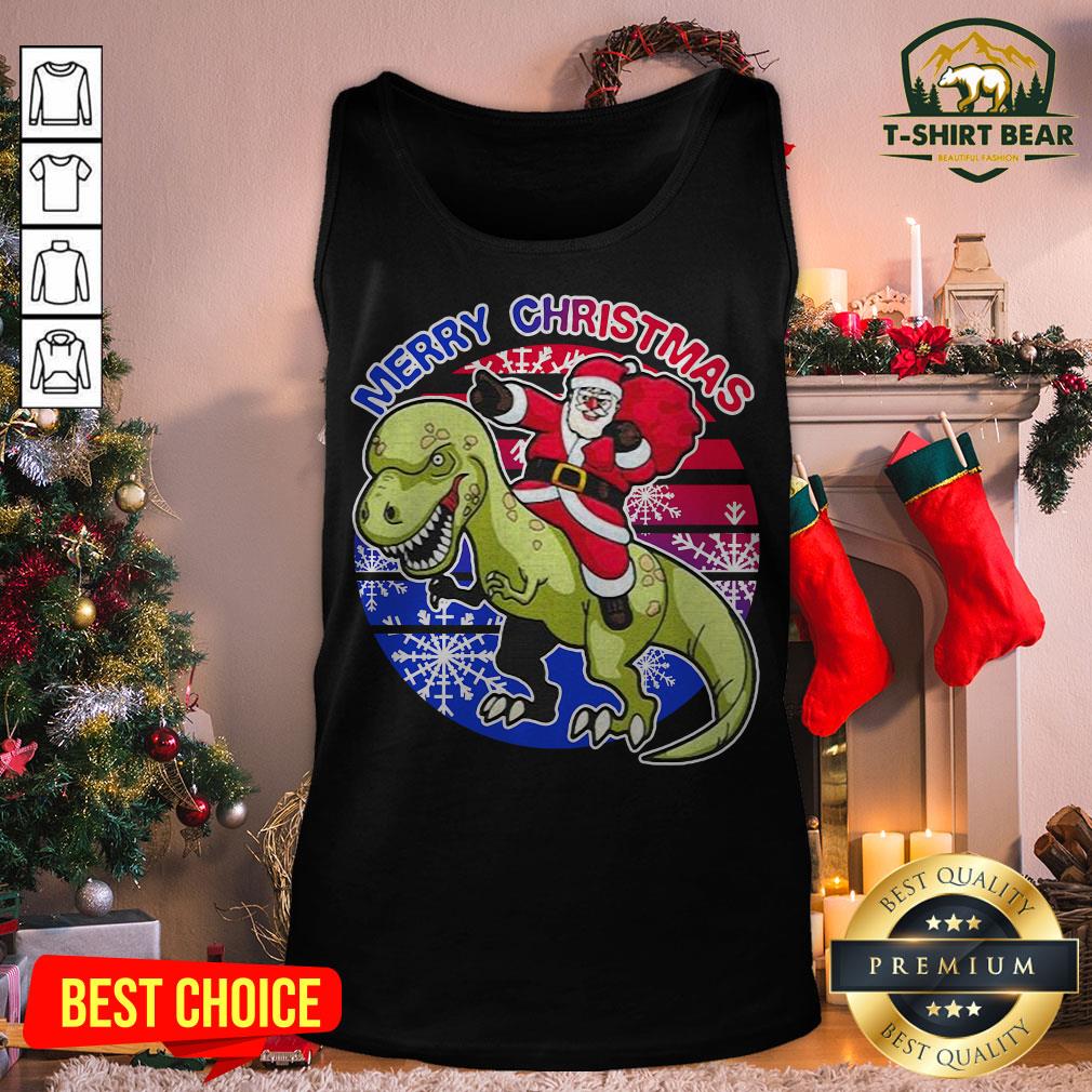 Lovely Merry Christmas Santa Riding T-Rex Christmas Dinosaur Xmas Shirt