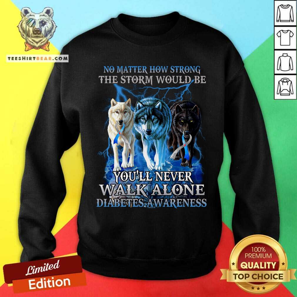 You Will Not Alone Diabetes Awareness Wolf Shirt