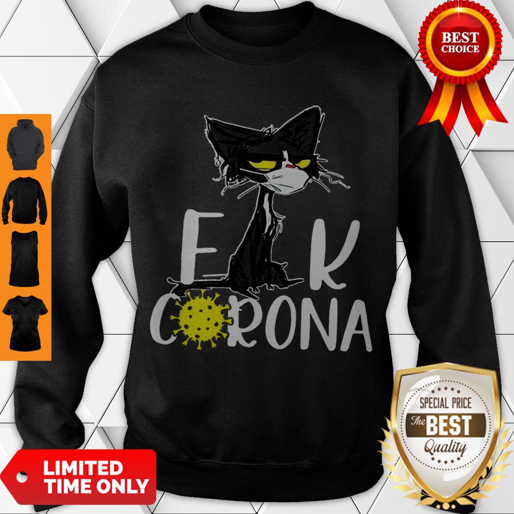Fashion Grumpy Black Cat Fuck Corona Covid-19 Shirt