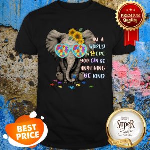 Nice Elephant Autism Sunflower In A World Shere You Can Be Anything Shirt