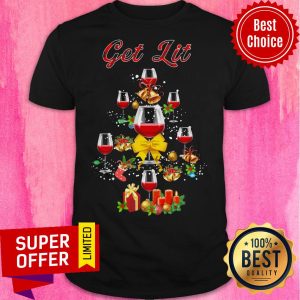Funny Get Lit Wine Tree Christmas Shirt