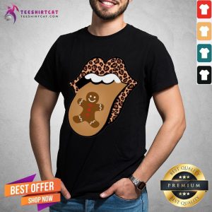 Top Christmas Mouth Tongue Lips Gingerbread Cookie Man Christmas Shirt