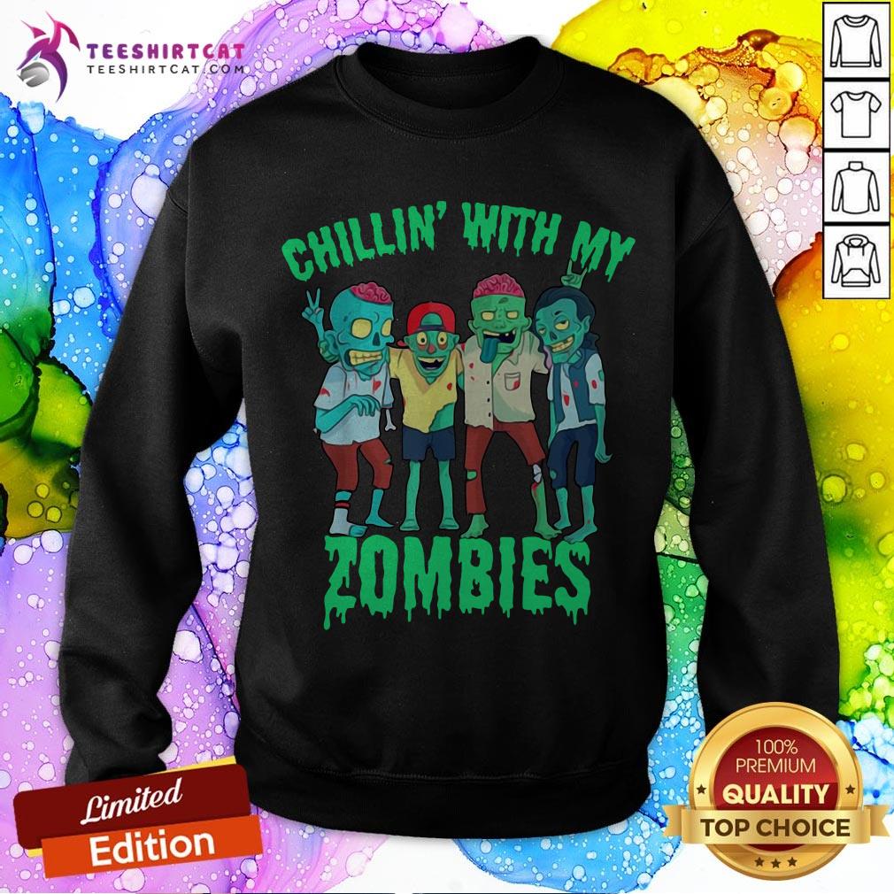 Chillin With My Zombies Halloween Boys Kids Zombie Shirt