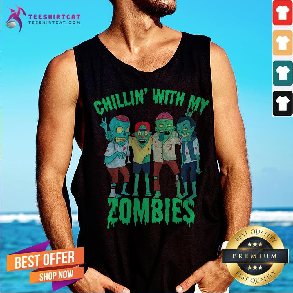Chillin With My Zombies Halloween Boys Kids Zombie Shirt
