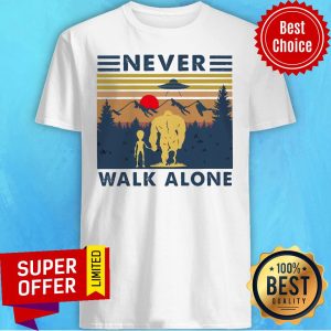 Funny Bigfoot And Alien Never Walk Alone Vintage Shirt