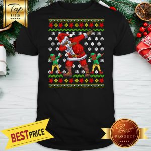 Pretty African American Dabbing Santa Elf Ugly Christmas Shirt