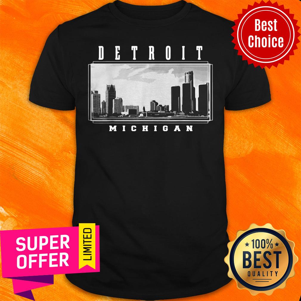 Awesome Detroit Skyline Michigan Pride Black Shirt