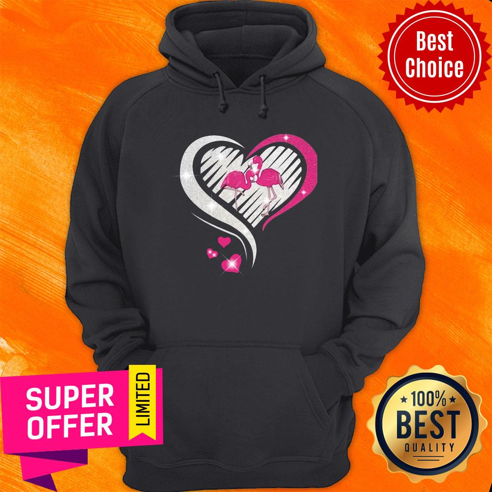 Awesome Diamond Heart Flamingos Shirt