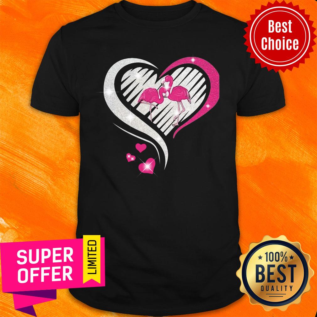 Awesome Diamond Heart Flamingos Shirt